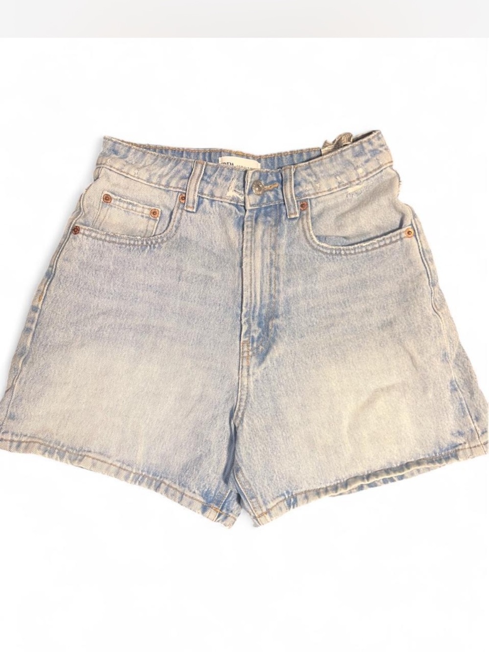 Zara Light Blue High-Waist Denim Shorts